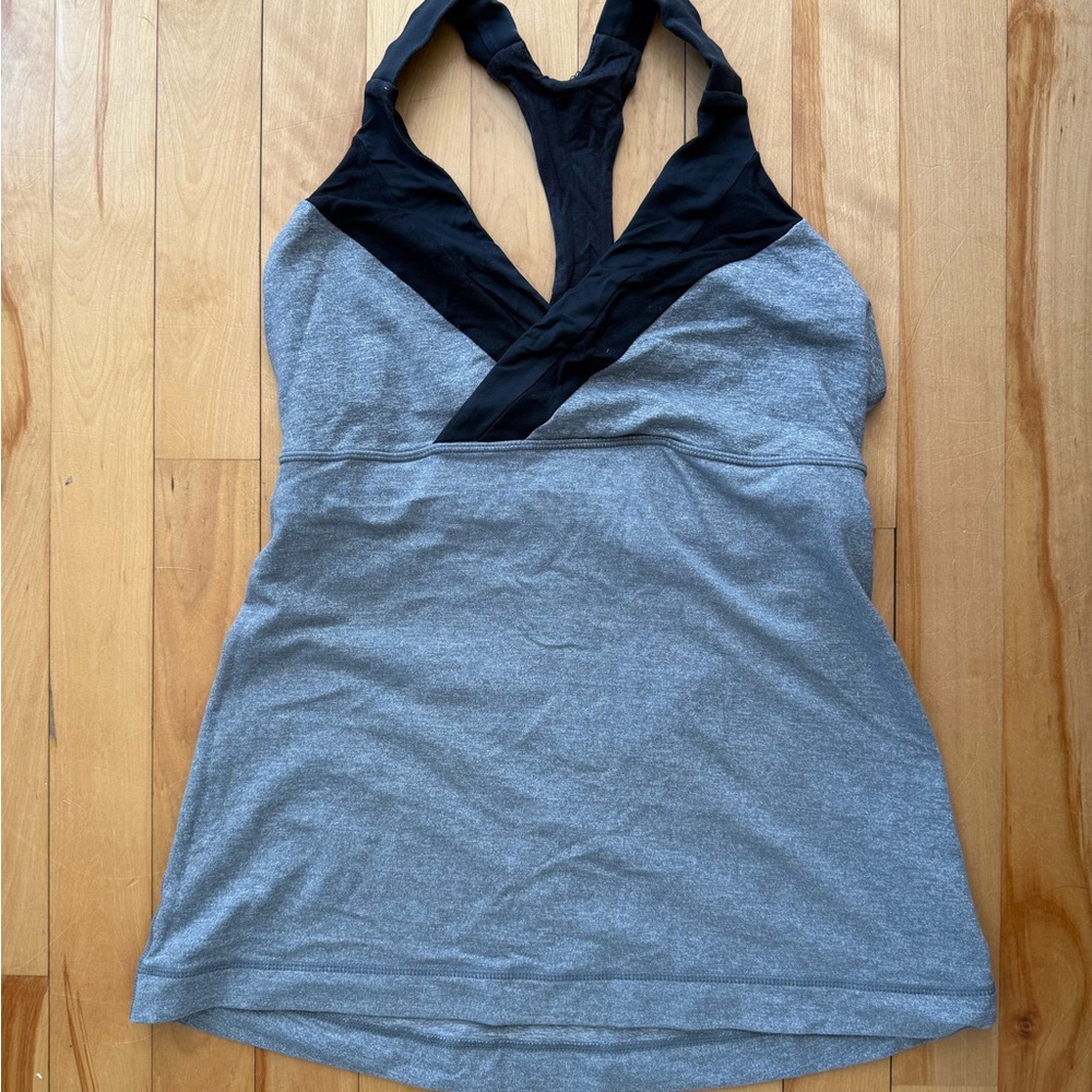 Gray and Black workout tank